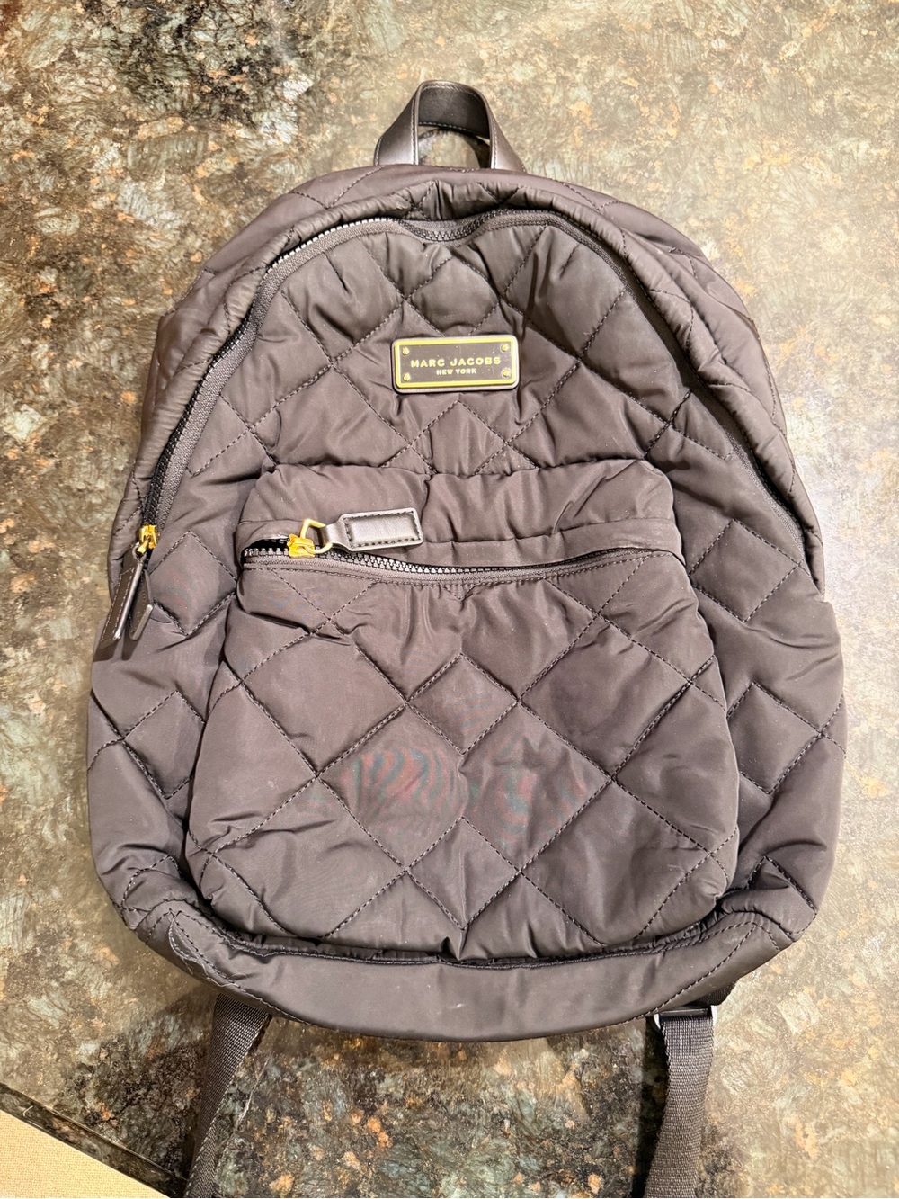 Marc Jacobs Quilted Dark Brown Backpack with Gold Hardware